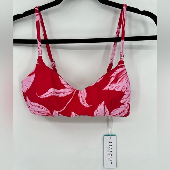 🆕 NWT Seafolly Fleur De Bloom Bralette Bikini Top Chili Red Floral Tropical 4 - Picture 5 of 15